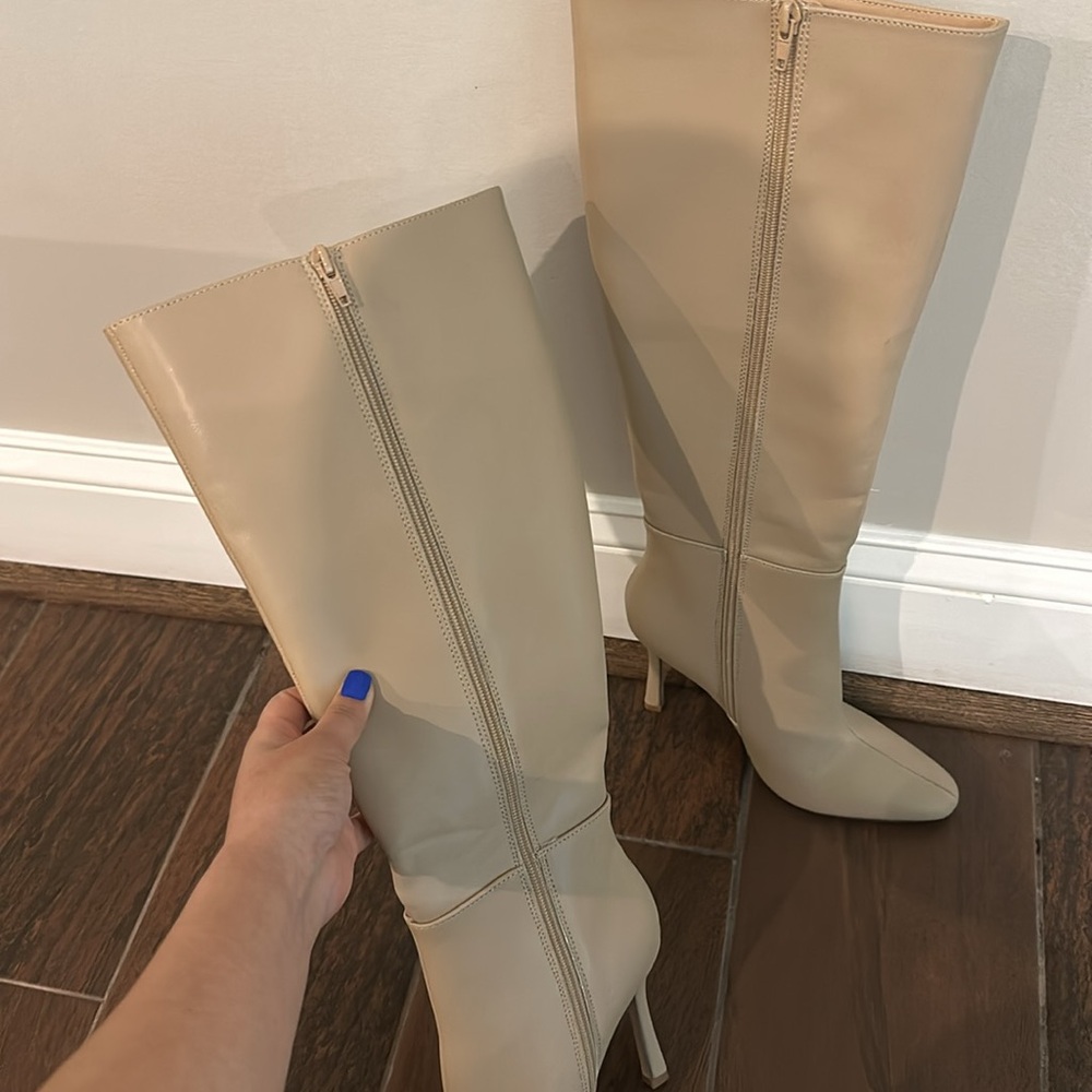 Forever 21 Beige Knee-High Stiletto Boots - Picture 3 of 6